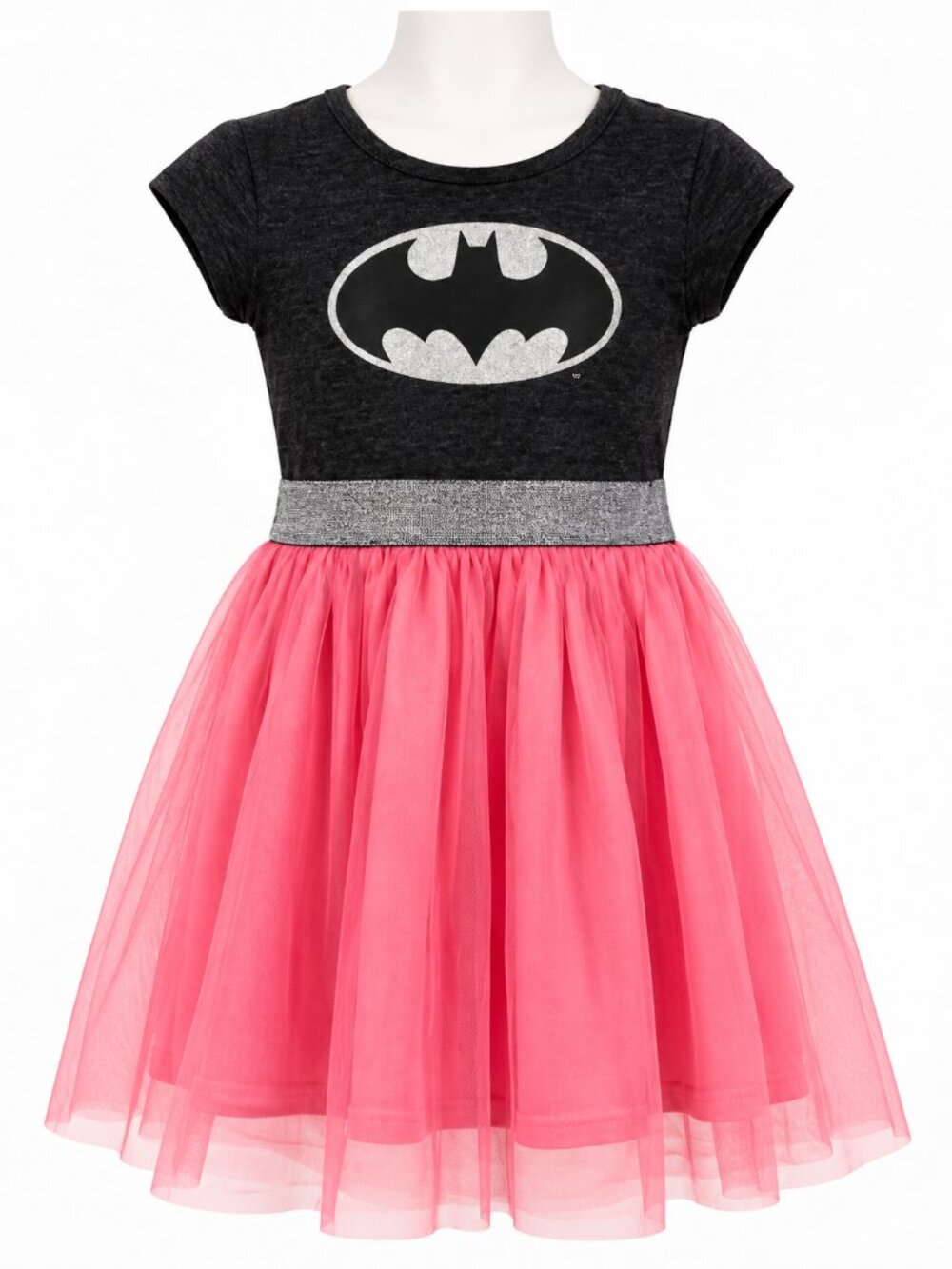 DC Comics Batgir/Batman Black Pink Tulle Tutu Dress Girls 4-5 Skirt